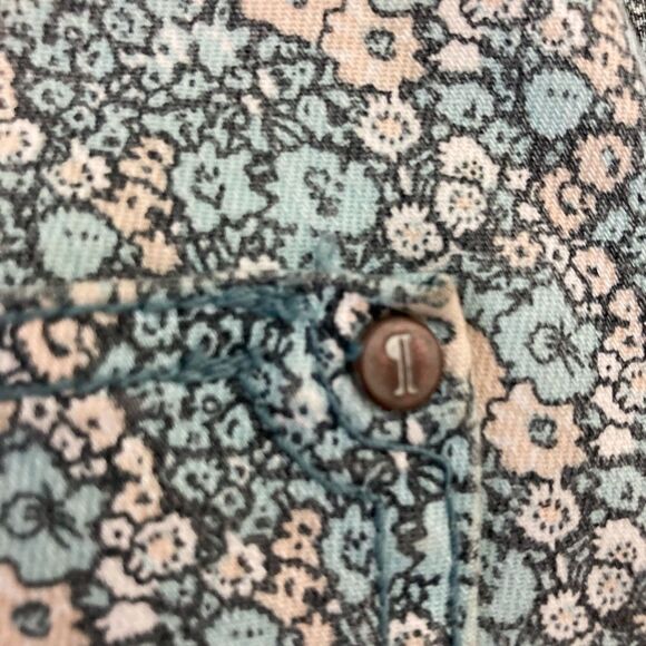 Pilcro & The Letterpress NWOT green and peach tiny floral skinny jeans runs big - Picture 9 of 15